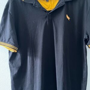 Stone Falcon Men's Black Polo Shirt with Yellow Trim